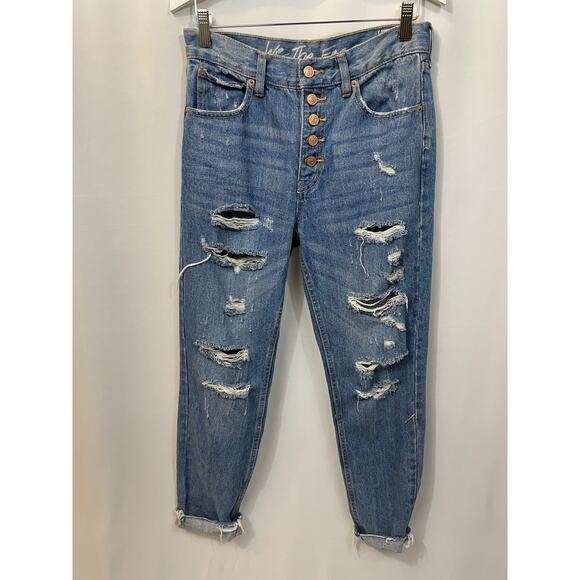 Free People We The Free High Rise Blossom Rigid Skinny Jean Destroyed 25 - Picture 1 of 9
